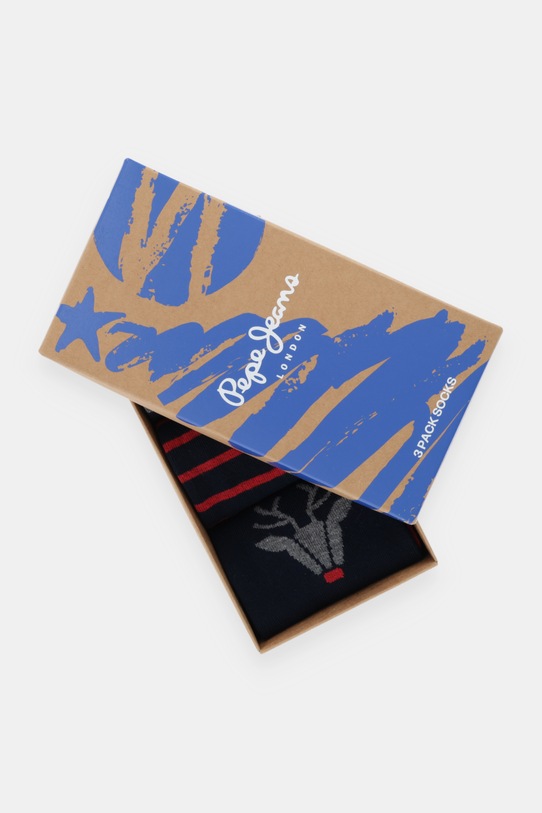 Odzież Pepe Jeans skarpetki 3-pack PMU30073 granatowy