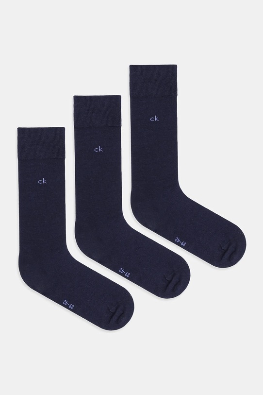 Ponožky Calvin Klein 3-pack dlouhé ponožky námořnická modř 701234208