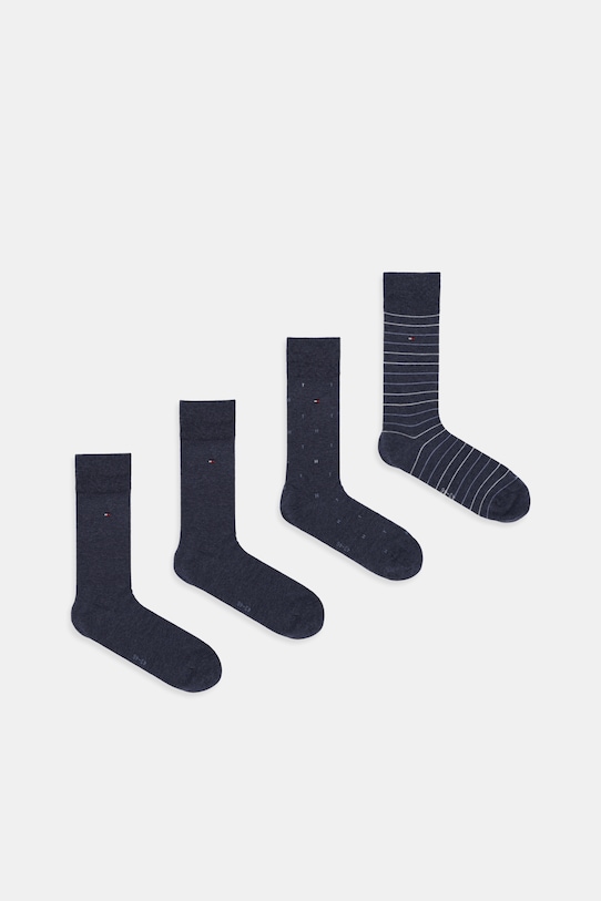 Nogavice Tommy Hilfiger 4-pack Vzorčasti mornarsko modra 701235375