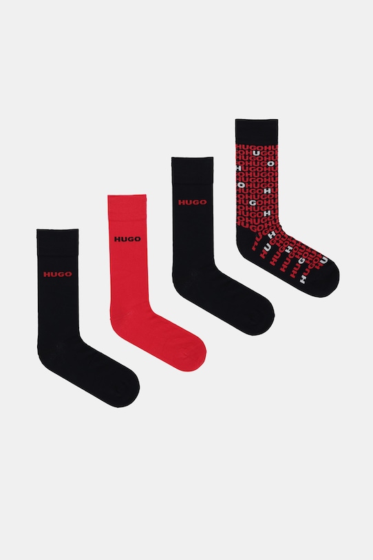 HUGO skarpetki 4-pack wzorzyste czarny 50546673