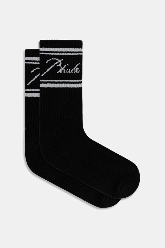 RHUDE skarpetki Script logo drobny wzór czarny RHFW25SO02750