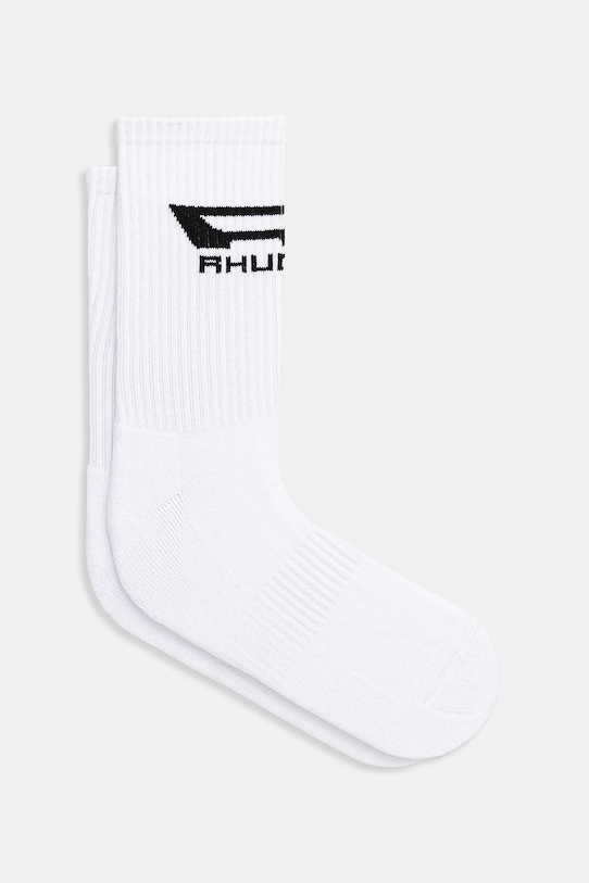 Ponožky RHUDE Campione Logo dlouhé ponožky bílá RHPF25SO04750