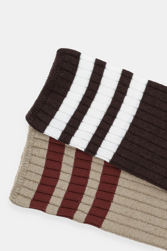 Ponožky s příměsí lnu adidas Originals 3-Stripes 2-pack JX5201 hnědá AW25