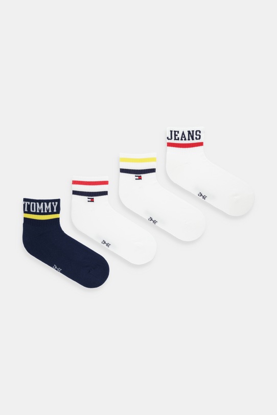 Čarape Tommy Jeans 4-pack print bijela 701238222