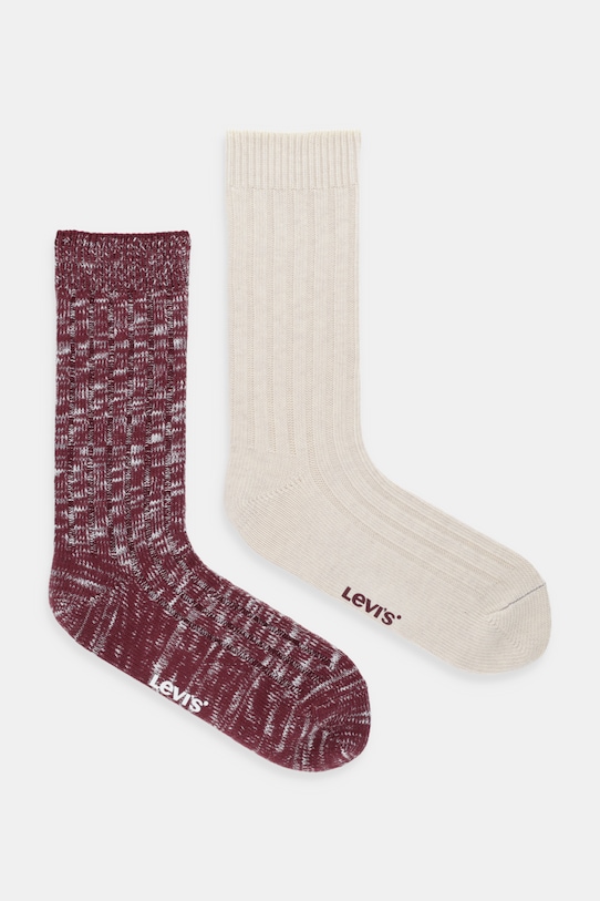 Ponožky Levi's 2-pak jednofarebný burgundské 37157.1279