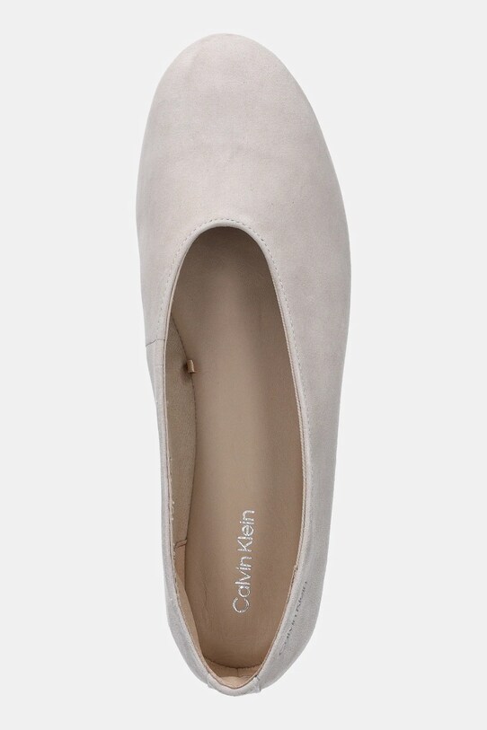 Calvin Klein baleriny zamszowe BALLERINA ROUND HW SUE beżowy HW0HW02565
