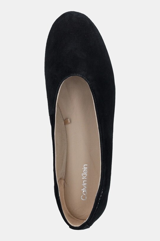 Semišové baleríny Calvin Klein BALLERINA ROUND HW SUE čierna HW0HW02565