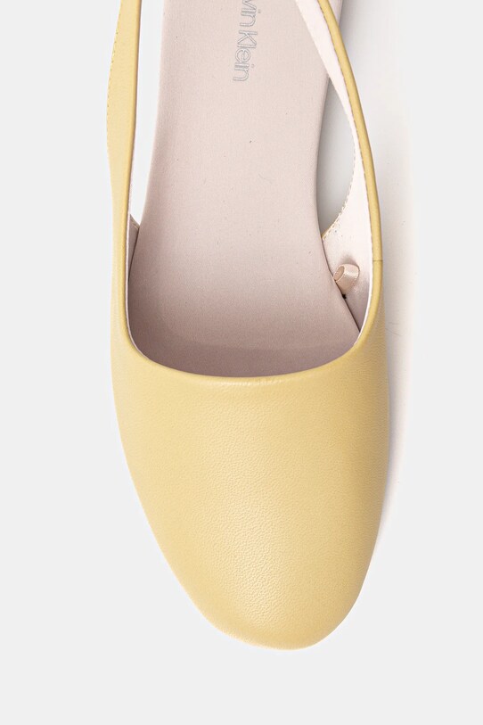 Calvin Klein balerini de piele BALLERINA SLING BACK LTH galben HW0HW02655