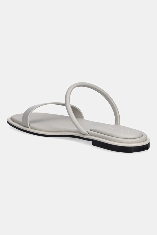 Obuwie Calvin Klein klapki skórzane FLAT SANDAL SQUARED 2-BAR LTH HW0HW02532 szary