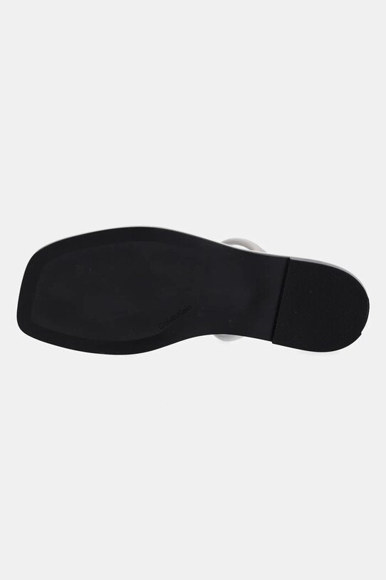 Calvin Klein klapki skórzane FLAT SANDAL SQUARED 2-BAR LTH HW0HW02532 szary