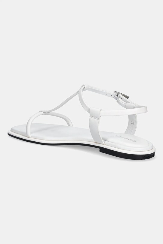 Obuwie Calvin Klein sandały skórzane FLAT SANDAL SQUARED BUCKLE LTH HW0HW02556 biały