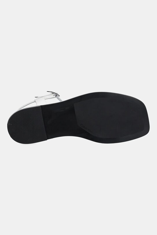 Calvin Klein sandały skórzane FLAT SANDAL SQUARED BUCKLE LTH HW0HW02556 biały