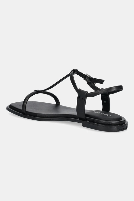 Boty Kožené sandály Calvin Klein FLAT SANDAL SQUARED BUCKLE LTH HW0HW02556 černá