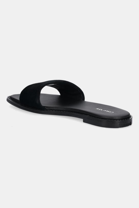 Взуття Замшеві шльопанці Calvin Klein FLAT SANDAL SQUARED HF SUE HW0HW02557 чорний