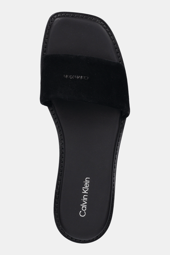 Замшеві шльопанці Calvin Klein FLAT SANDAL SQUARED HF SUE чорний HW0HW02557