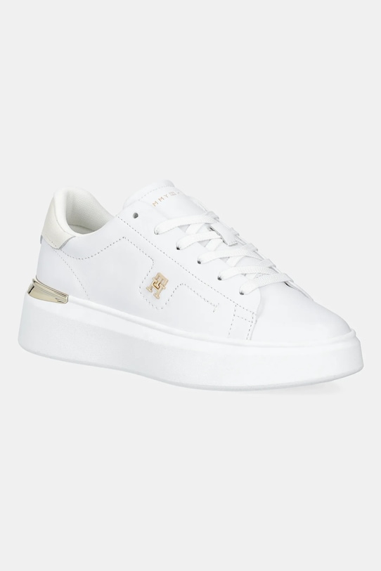Кожени маратонки Tommy Hilfiger TH FASHION COURT SNEAKER платформа бял FW0FW08631