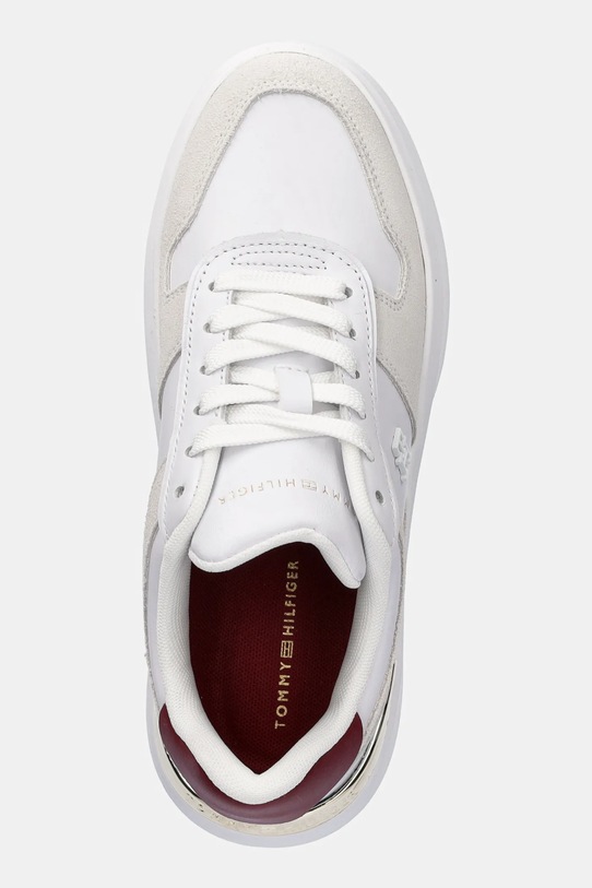 Usnjene superge Tommy Hilfiger TH FASHION COURT MIX SNEAKER bela FW0FW08632