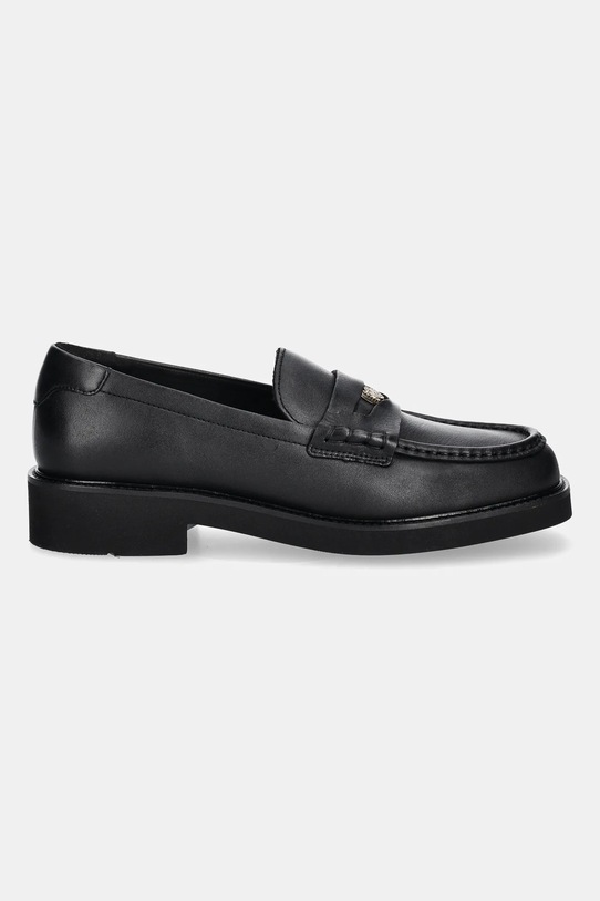 Usnjeni mokasini Tommy Hilfiger CREST SQUARISH TOE PENNY LOAFER FW0FW08633 črna AW25