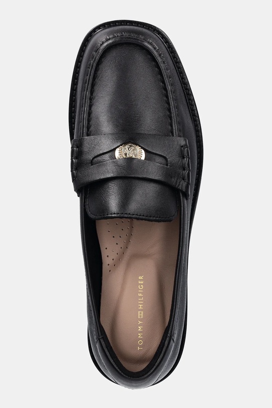Usnjeni mokasini Tommy Hilfiger CREST SQUARISH TOE PENNY LOAFER črna FW0FW08633