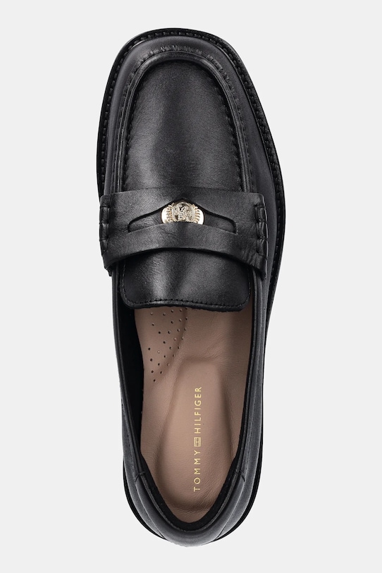 Kožené mokasíny Tommy Hilfiger CREST SQUARISH TOE PENNY LOAFER čierna FW0FW08633