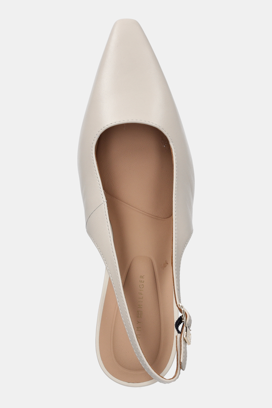 Kožené lodičky Tommy Hilfiger SQUARED TOE HIGH HEEL SLINGBACK béžová FW0FW08636
