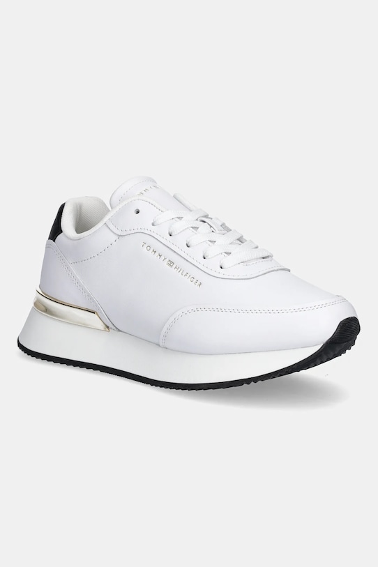 Tommy Hilfiger sneakers din piele CHIC FASHION RUNNER plată alb FW0FW08695