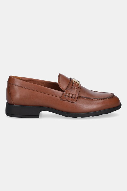 Кожаные мокасины Tommy Hilfiger TH LOGO LEATHER LOAFER FW0FW08705 коричневый AW25