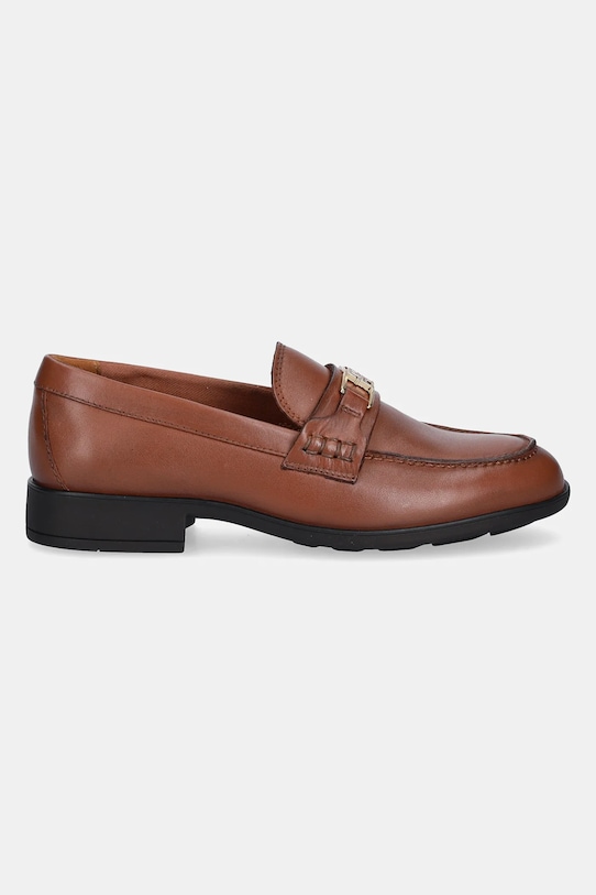 Δερμάτινα μοκασίνια Tommy Hilfiger TH LOGO LEATHER LOAFER FW0FW08705 καφέ AW25