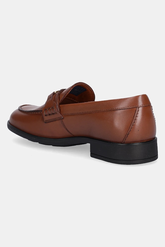 Παπούτσια Δερμάτινα μοκασίνια Tommy Hilfiger TH LOGO LEATHER LOAFER FW0FW08705 καφέ