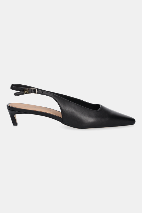 Tommy Hilfiger szpilki skórzane SQUARED TOE KITTEN SLINGBACK FW0FW08711 czarny AW25