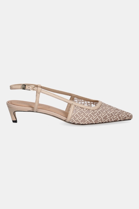 Γόβες Tommy Hilfiger MONO SQUARED TOE KITTEN SLINGB FW0FW08746 μπεζ AW25