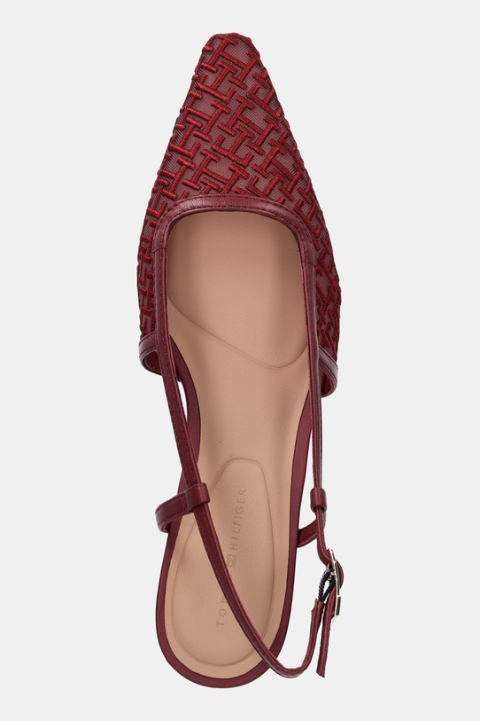 Lodičky Tommy Hilfiger MONO SQUARED TOE KITTEN SLINGB burgundské FW0FW08746