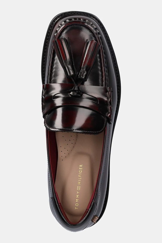 Tommy Hilfiger bőr mokaszin TASSEL SQUARISH TOE LTHR LOAFER burgundia FW0FW08749