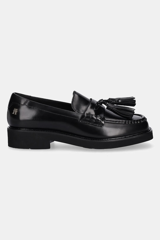 Tommy Hilfiger mocassini in pelle TASSEL SQUARISH TOE LTHR LOAFER FW0FW08749 nero AW25