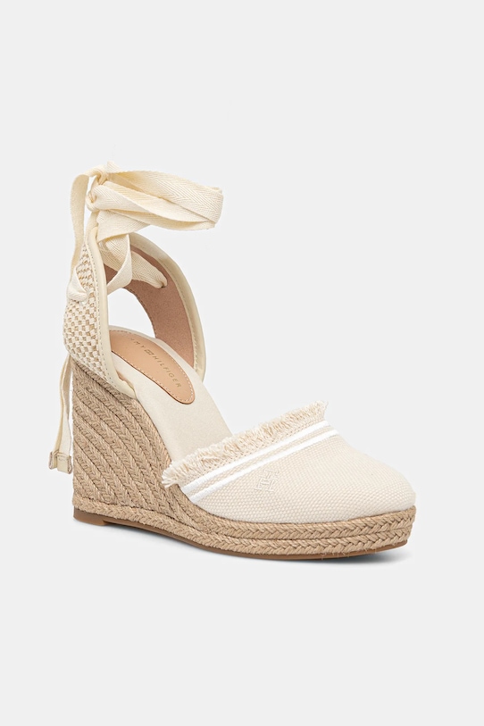 Tommy Hilfiger espadryle FRINGE CANVAS HIGH WEDGE syntetyczny beżowy FW0FW08878