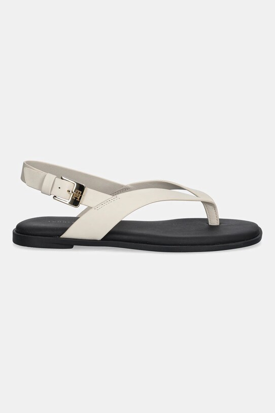 Kožené sandály Tommy Hilfiger COLOR BLOCK THONG FLAT SANDAL FW0FW08883 béžová AW25