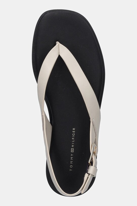 Kožené sandály Tommy Hilfiger COLOR BLOCK THONG FLAT SANDAL béžová FW0FW08883