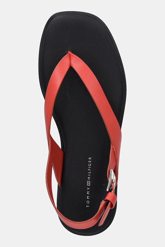 Δερμάτινα σανδάλια Tommy Hilfiger COLOR BLOCK THONG FLAT SANDAL κόκκινο FW0FW08883