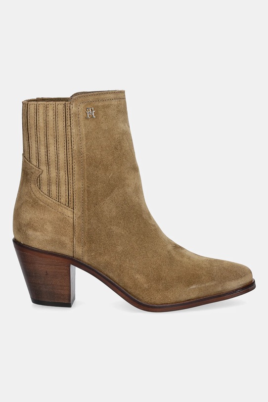 Σουέτ μπότες Tommy Hilfiger WESTERN MID HEEL SUEDE CHELSEA FW0FW08888 καφέ AW25