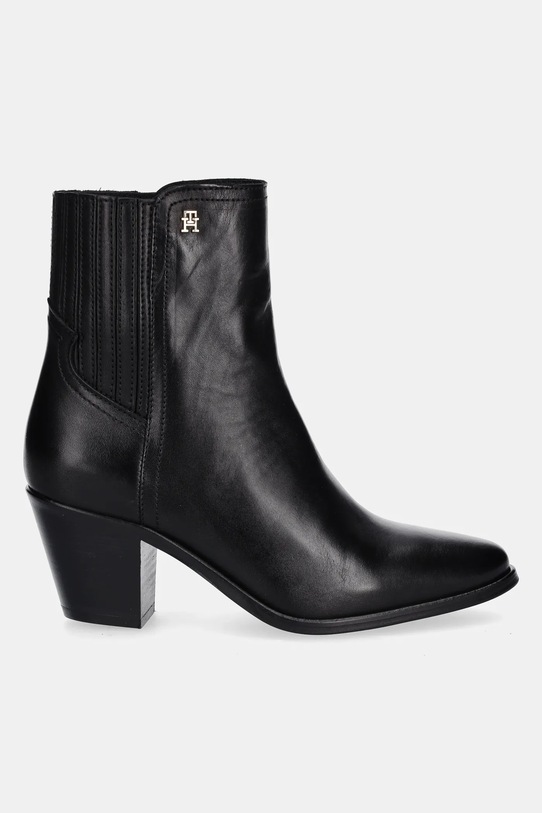 Tommy Hilfiger bőr bokacsizma WESTERN MID HEEL LEATHER CHELSEA FW0FW08890 fekete AW25