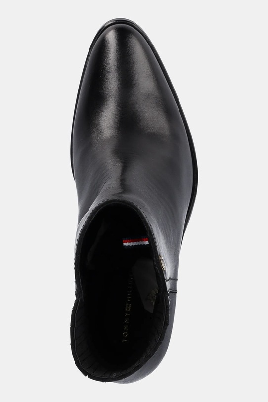 Tommy Hilfiger bőr bokacsizma WESTERN MID HEEL LEATHER CHELSEA fekete FW0FW08890