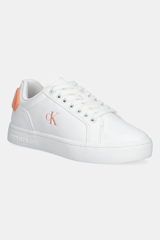 Usnjene superge Calvin Klein Jeans CLASSIC CUPSOLE RU PATCH LTH WN Raven bela YW0YW01845