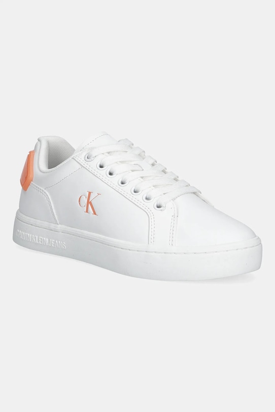 Кожаные кроссовки Calvin Klein Jeans CLASSIC CUPSOLE RU PATCH LTH WN имитация натуральной кожи белый YW0YW01845