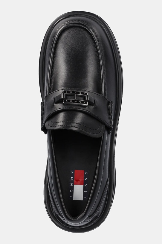 Δερμάτινα μοκασίνια Tommy Jeans TJW CHUNKY HEEL LOAFER μαύρο EN0EN02789