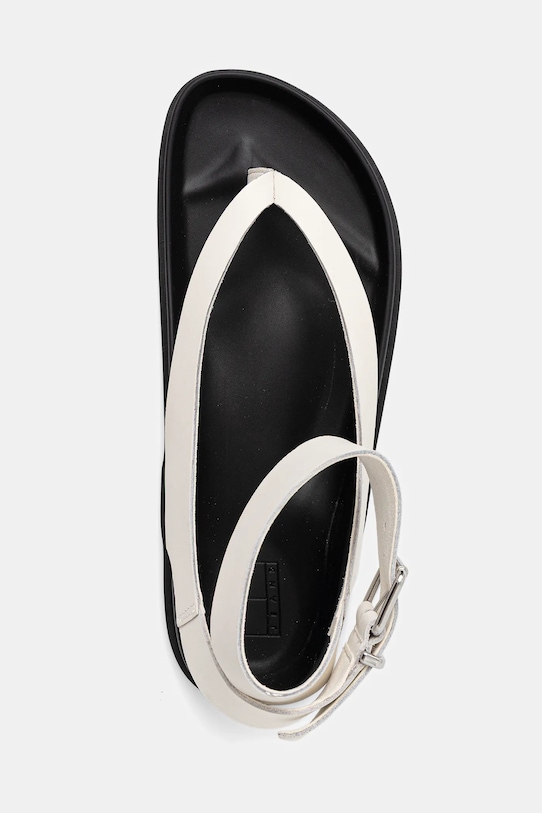 Tommy Jeans sandały skórzane TJW ANKLE STRAP SANDAL beżowy EN0EN02873