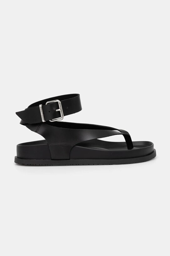 Tommy Jeans sandale de piele TJW ANKLE STRAP SANDAL EN0EN02873 negru AW25