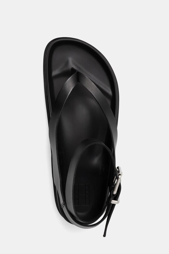 Tommy Jeans sandale de piele TJW ANKLE STRAP SANDAL negru EN0EN02873
