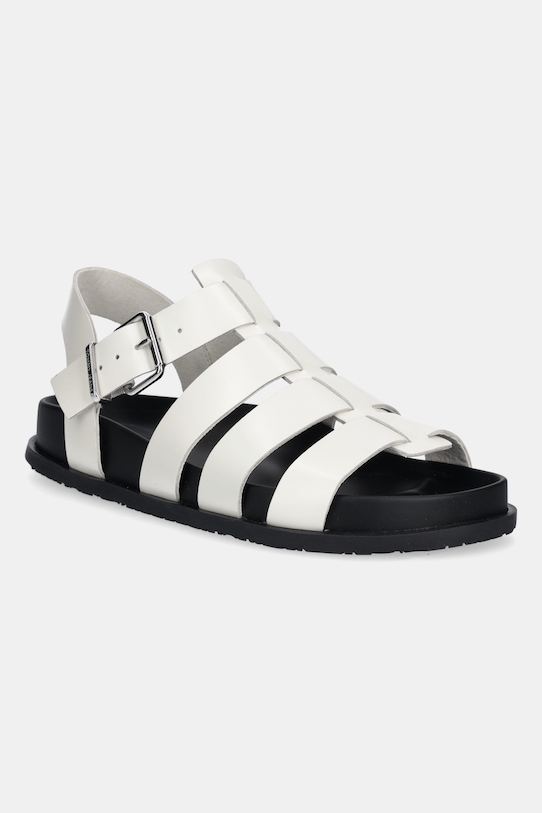 Kožené sandále Tommy Jeans TJW FISHERMAN PATENT SANDAL usňová koža biela EN0EN02874