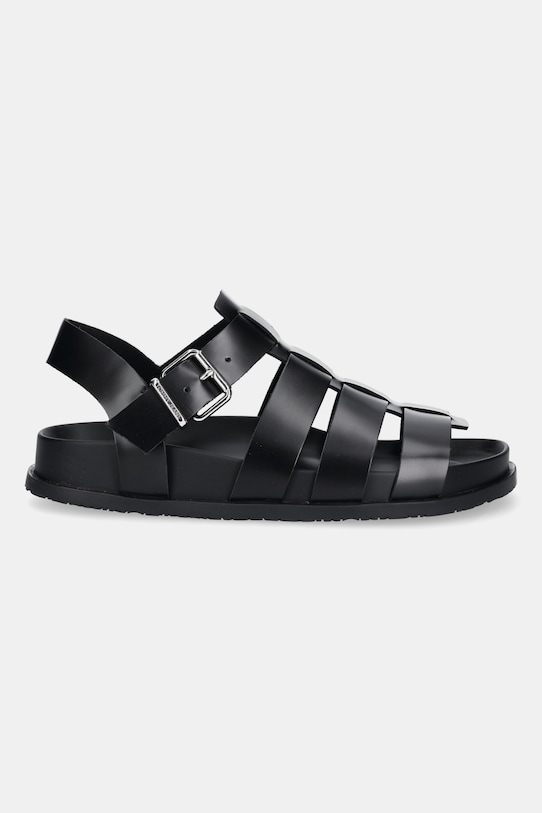 Tommy Jeans sandale de piele TJW FISHERMAN PATENT SANDAL EN0EN02874 negru AW25