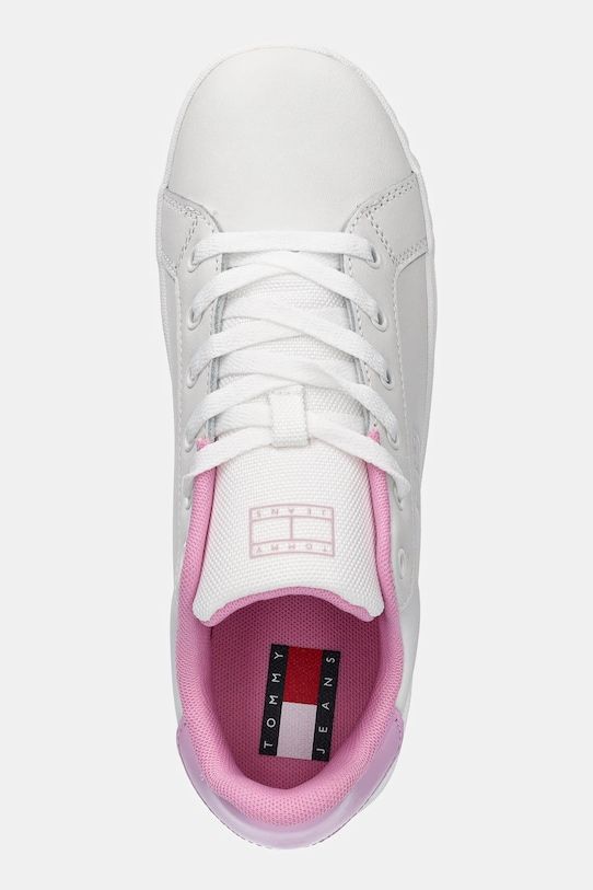 Tommy Jeans sneakersy skórzane TJW FLATFORM PATENT SNEAKER biały EN0EN02864